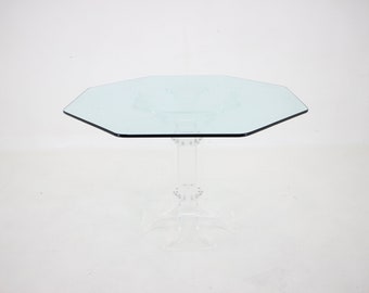 1970s Lucite Dining Table with Glass Top, Charles Hollis Jones Style