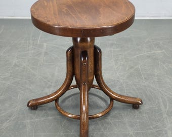 Vintage pianokruk draaistoel Tatra Nabytok gebogen hout