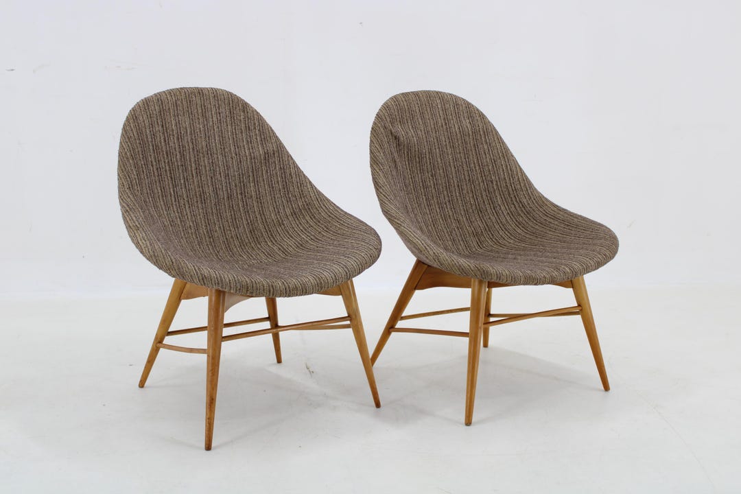 1970s Pair of Shell Beech Chairs, Czechoslovakia - Etsy