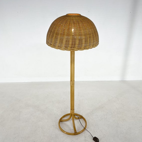 Antique wicker 2024 floor lamp