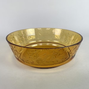 Vintage Hand Cut Amber Glass Bowl / Bohemian hand cut glass
