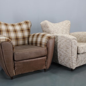 1940s Pair of Large Italian Club Armchairs / Mid-century / Vintage Armchair /