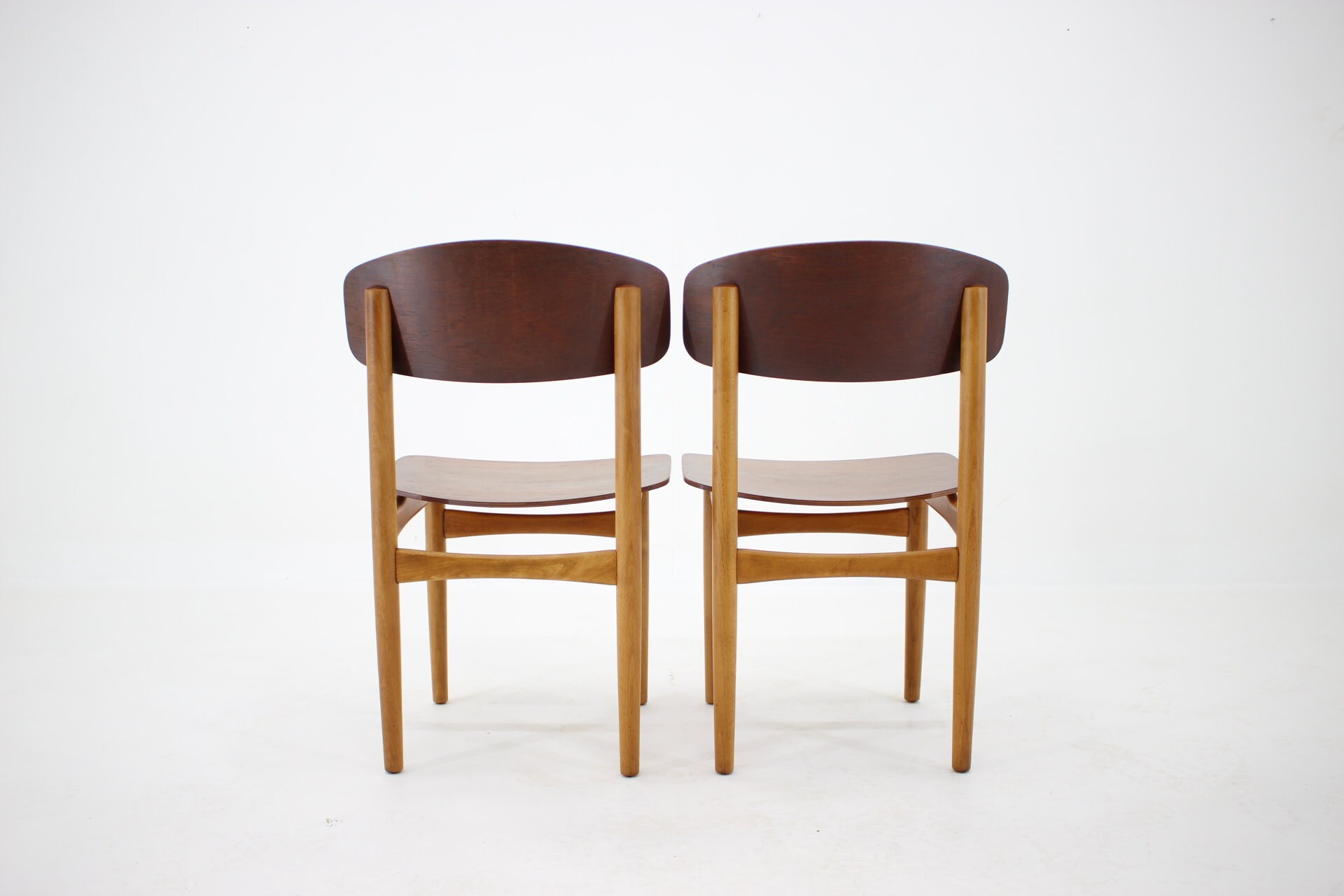 1960s Set of 6 Børge Mogensen Model 122 Oak and Teak Dining Chairs