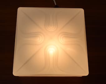 Vintage Mid-Century Glass Ceiling Light, Square Flush Mount, Czechoslovakia