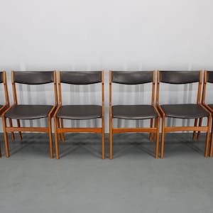 1960er 6er Set Teak Esszimmerstühle in Kunstleder, Dänemark / Sechs Vintage Esszimmerstühle / Holzstühle / Vintage Möbel / Holzstühle