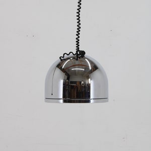 1970s Rare Italian Chrome Plated Adjustable Pendant Light