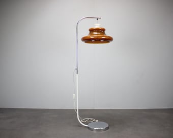 Vintage Hungarian Space Age Floor Lamp 1970s Orange Plastic Chrome Adjustable Retro
