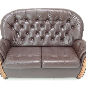 Mid-century Leatherette Two Seat Sofa, 1990&#39;s / Vintage Leatherette Sofa / Living Room Sofa