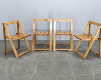 Aldo Jacober Trieste Klappstühle Set 4 Italienische Klappstühle 1960er Jahre in Buche