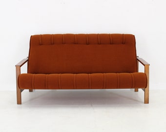 1970s Three Seater Beech Sofa, Czechoslovakia / Mid-century / Vintage Sofa /