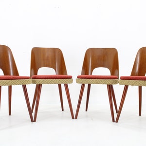 1960s Oswald Haerdtl ,Set of 4 Dining Chairs by TON,Czechoslovakia / Vintage Chair / Brown Colour / Mid-Century /