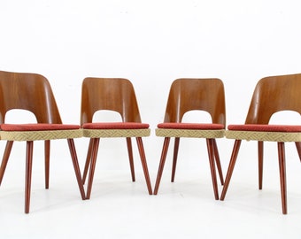 1960s Oswald Haerdtl ,Set of 4 Dining Chairs by TON,Czechoslovakia / Vintage Chair / Brown Colour / Mid-Century /