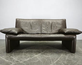 Jori Leather Sofa Belgium Dark Brown Designer Couch Full Grain 1990s