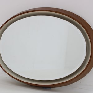 1970s Italian Plastic Mirror with Back Light/ Vintage Plastic Mirror / Brown Light /