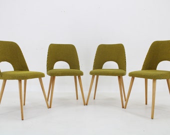 Oswald Haerdtl, années 1960, Ensemble de 4 chaises de salle à manger par TON, Tchécoslovaquie / Chaise vintage / Couleur verte / Mid-Century /