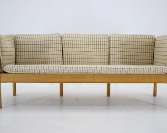 1970er Jahre Dreisitzer Sofa in Buchenholz, Dänemark / Vintage Sofa / Farbe Beige / Mid-century /