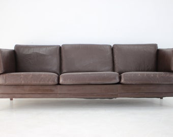 1970s Danish Brown Leather 3-Seater Sofa / Vintage Sofa / Mid-century / Brown Colour