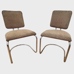 Four Chrome tubular steel Bauhaus Chairs by Fritz August Breuhaus/Thonet - 1930 / bauhaus dining chairs / chrome chairs / Bauhaus chrome