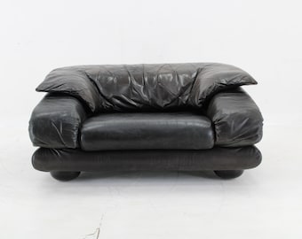 1970s Wiener Werkstätte Brutalist Letaher Adjustable Armchair / Vintage Armchair / Mid-century / Black Colour /