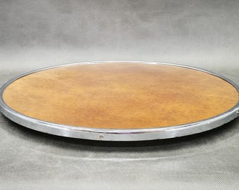 Art Deco Rotating Serving Tray Chrome Lazy Susan Czech Functionalist Centerpiece