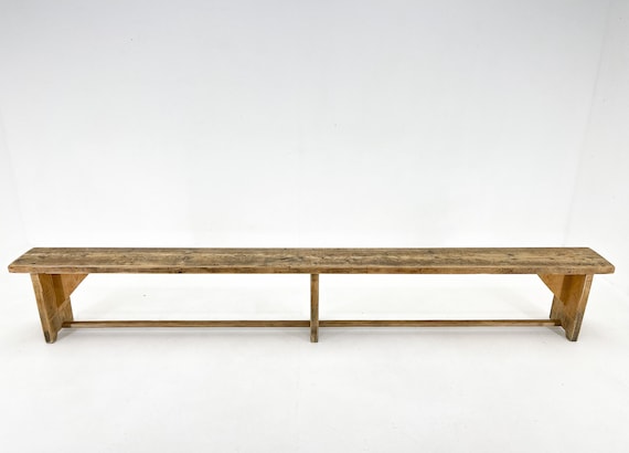 Vintage Long Wooden Bench 1950 s Narrow Bench All wood