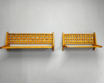 Mid Century Folding Wall Shelves ULUV Czech Wooden Hanging Storage