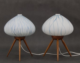 Paire de lampes de table des années 1960 par ULUV, Tchécoslovaquie / Milieu du siècle / Couleur blanche / Lampe vintage /