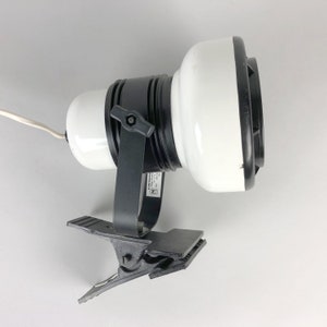 Vintage Clip-on Lamp, 1970&#39;s / Black & White Metal and Plastic Lamp