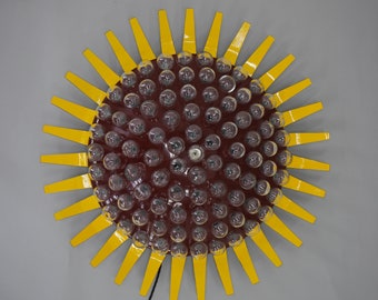 Custom Hand Made Wall Light Decoration "Sunflower", 1970s