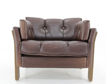 1970s Brown Leather 3-Seater Sofa, Denmark