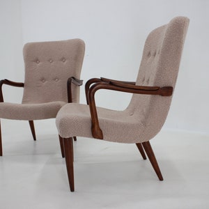 1960s Pair of Restored Danish Armchairs in Boucle