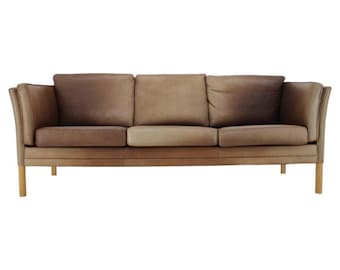 1960s Georg Thams Leather 3-Seater Sofa Danish Modern Couch Vejen Polstermøbelfabrik Mid Century Furniture