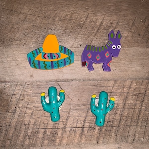 Southwest Button Covers / 2 Cactus 1 Sombrero 1 Donkey
