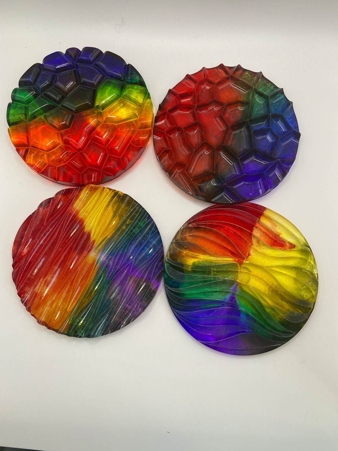 Rainbow Resin Coasters Etsy