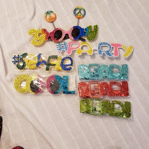 Words with rhinestones--sunglasses and FUNglasses