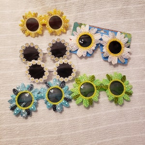 Flower shape Rhinestone sunglasses