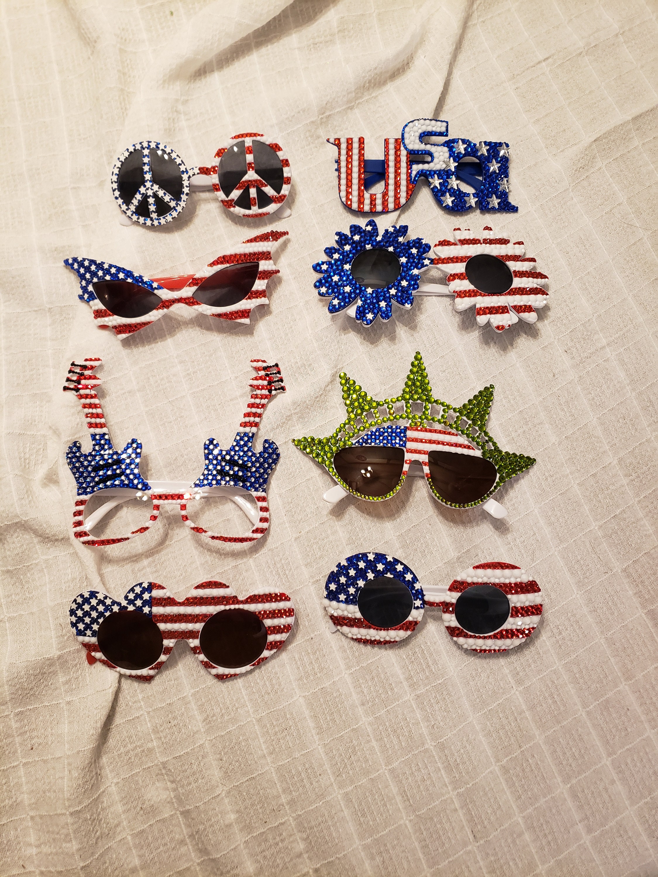 12 Pairs American Flag Sunglasses UV400 4th July Party Favors Patriotic Glasses US American Flag Clear Lens Retro Sunglasses Glasses US  main image 3
