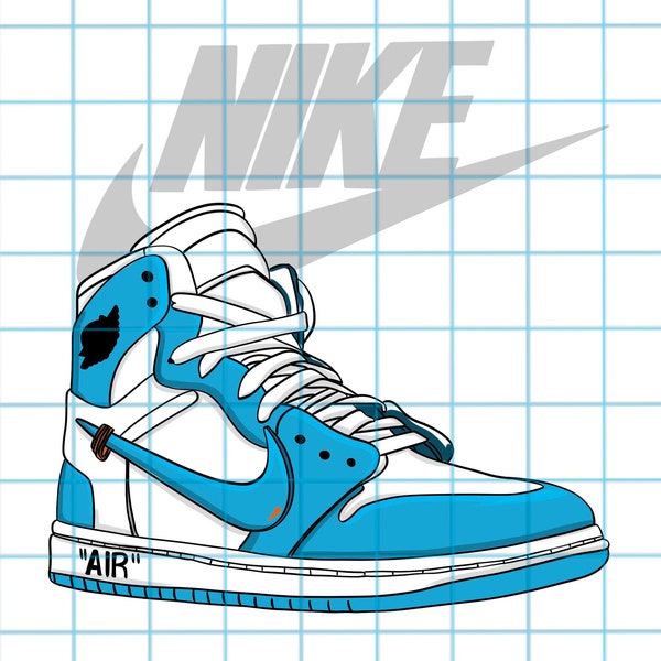 Jordan One North Carolina Blue, art JPEG SVG, conception de tshirt Sneakers. Jumpman