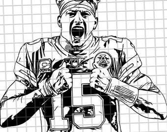 Patrick mahomes svg file for tshirt design/tumbler design. Coloring page.