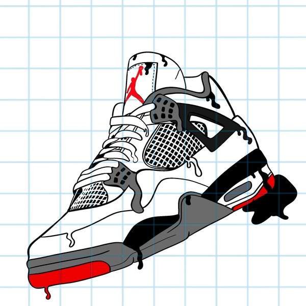 SVG de Jordan 4. Patadas. Archivo Cricut de goteo de zapatillas. Diseño de camiseta