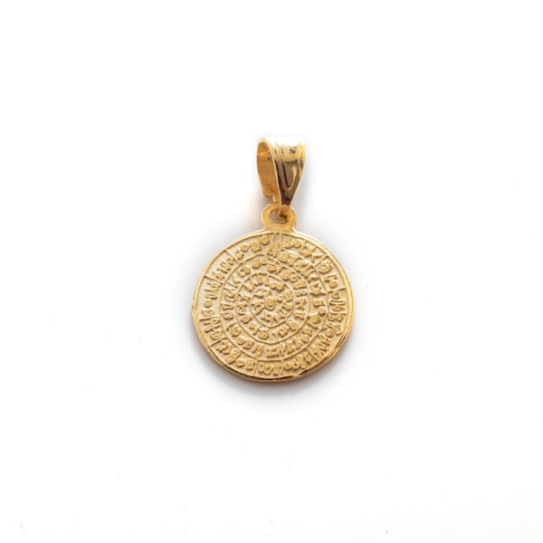 Gold Plated Phaistos Disc Pendant 16mm