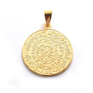 Gold Plated Phaistos Disc Pendant 28mm