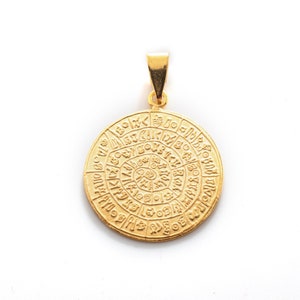 Gold plated Phaistos Disc Pendant 23mm