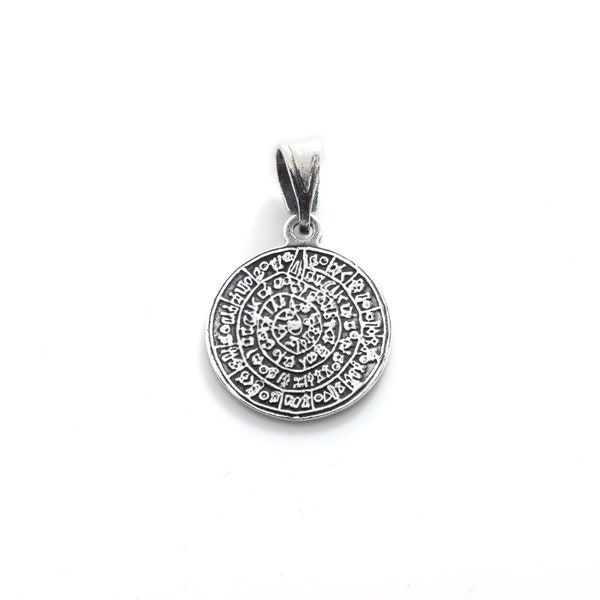 Phaistos Disc Silver Pendant 16mm