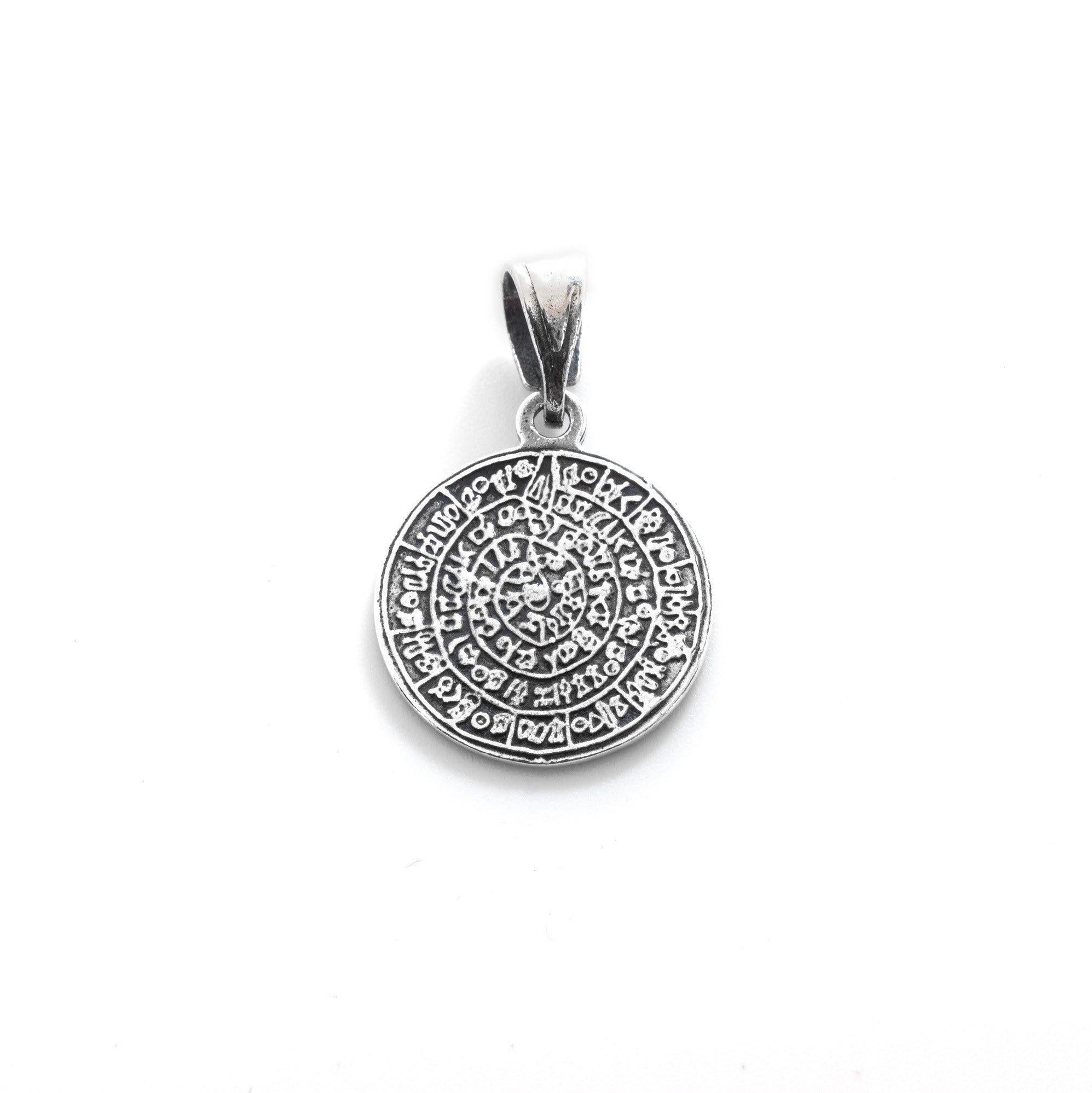 Phaistos Disc Silver Pendant 16mm