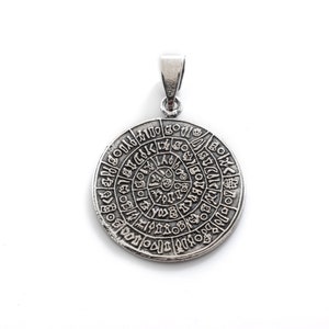 Phaistos Disc Silver Pendant 23mm