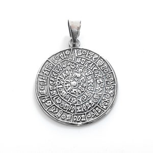 Phaistos Disc Silver Pendant 28mm