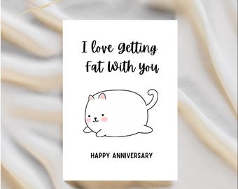 Tarjeta de aniversario divertida: Tarjeta de amor de gato regordete