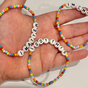 Mental Health Support Bracelet: Rainbow Affirmation Beads