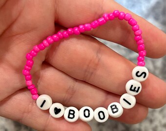 I Love Boobies Bracelet - Etsy